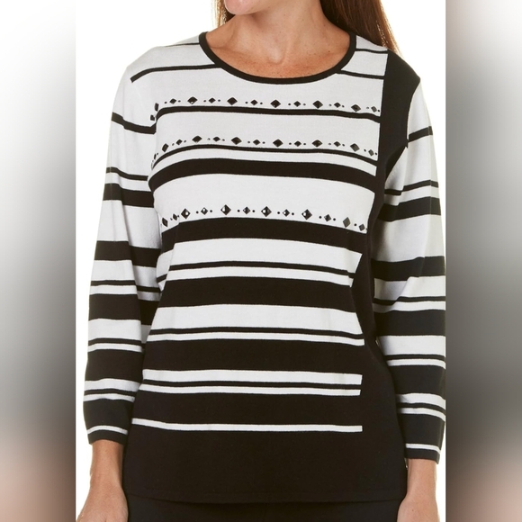 Alfred Dunner Striped Sweater - Picture 1 of 6